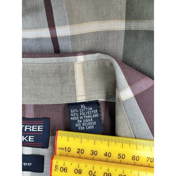 Roundtree & Yorke Shirt Men Size XL Dress Plaid Non Iron Collar Button Down Brow - Picture 9 of 9